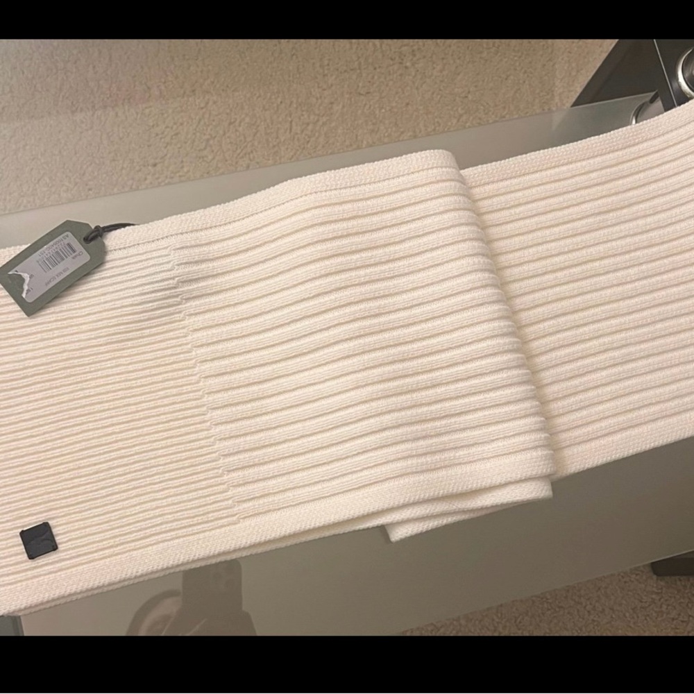 All Saints Cream Ribbed Scarf